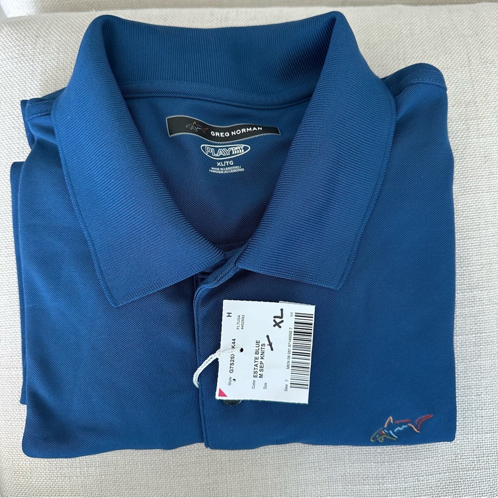 Greg Norman Polo Shirt Mens Extra Large
Blue Play Dry Golf
Casual Shark ML75